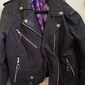 Elegant Dark Purple Leather Jacket